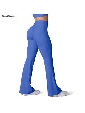 Women's Crossover Flare Yoga Pants Nylon Spandex High Waist Bootcut Workout